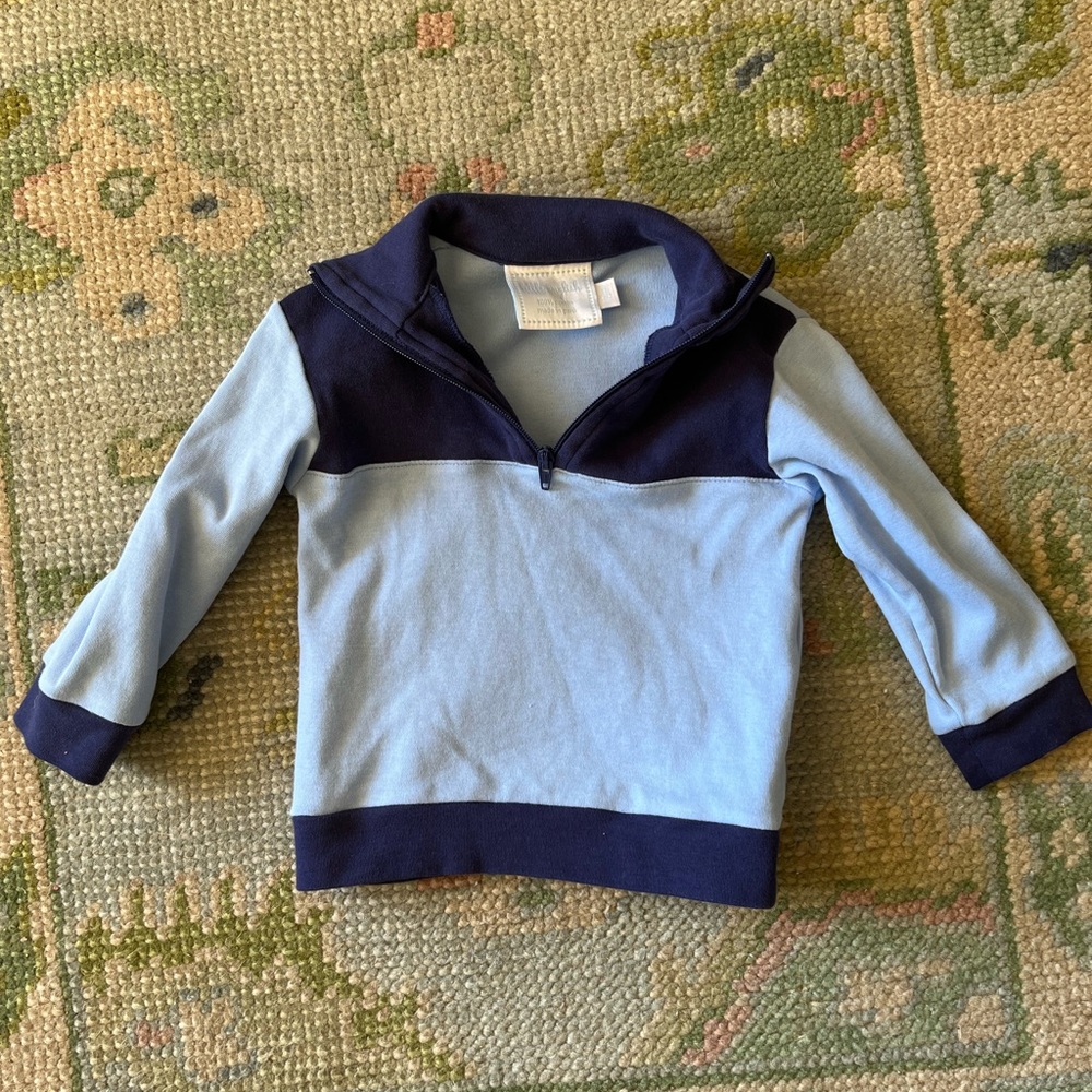 Little English Baby Boy Blue Quarter Zip pullover 6-12 mo